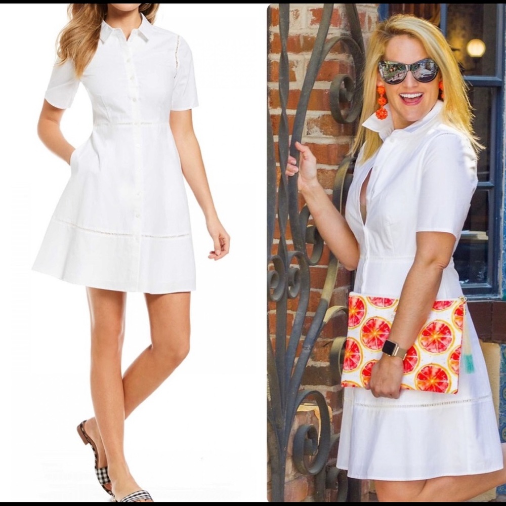 Draper James White cotton poplin shirt dress
